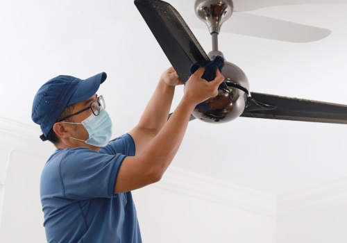What is the best way to clean ceiling fans during a spring deep cleaning?